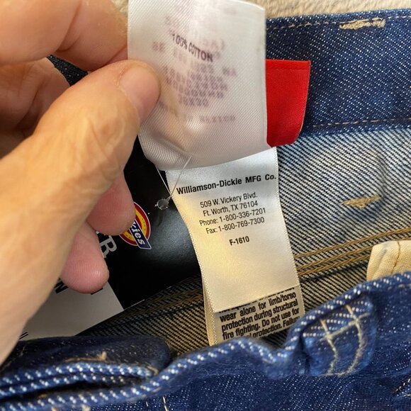NWT Dickies Mens Flame Resistant Carpenter Jeans 36x30 Work Pants Blue Denim - Picture 12 of 16